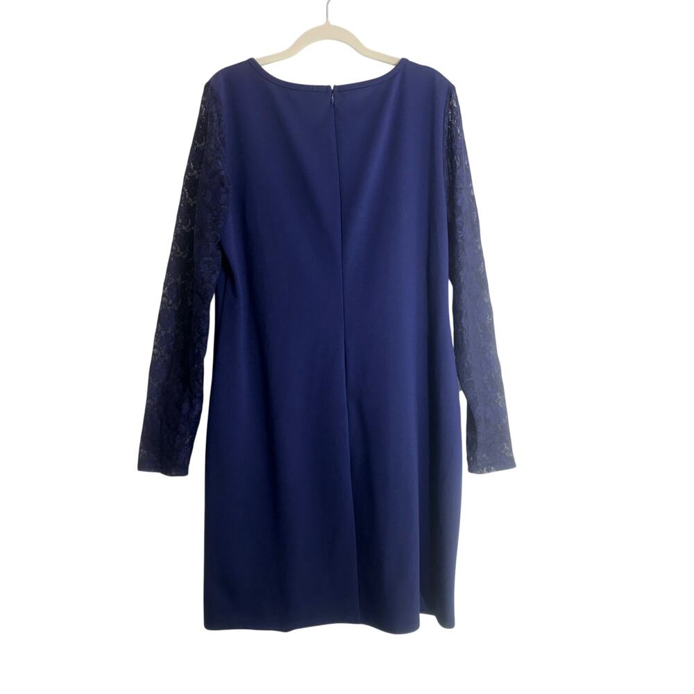 Antonio Melani Lace Dress Women Large Blue Long Sleeve Sheath Knee Length - Picture 2 of 7